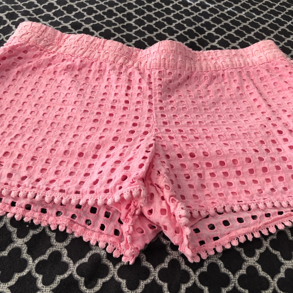 Lilly Pulitzer X Target Pink Eyelet Pom Pom Trim Shorts Womens Sz Small AB16 - Picture 5 of 9